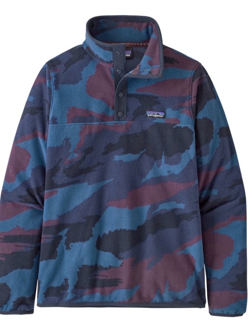 Women’s Patagonia Fleece Pullover in Dusty Rose and Slate Blue Camo SZ XL. EUC!